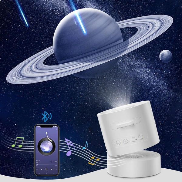 Planet Projector Night Light for Bedroom,Starry Galaxy Light Projector with Bluetooth Speaker,White