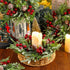 6 Lyrow Pcs Christmas Candle Rings Wreath Xmas Kitchen Cabinet Mini Wreath Artificial Berries Snowy Pine Candle Ring