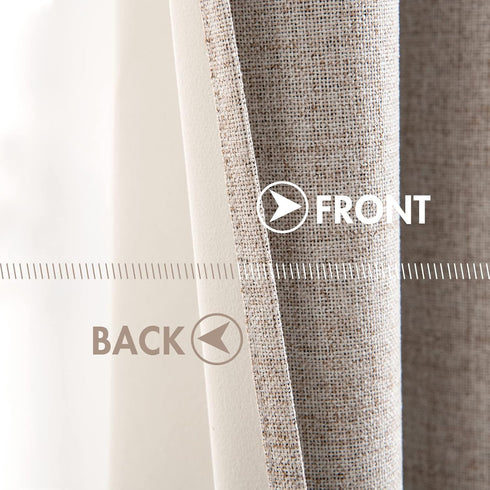Grommet 52 84 Inch (2 MIULEE Blackout Curtains for Bedroom Linen Texture Solid Thermal Insulated Natural Khaki Room