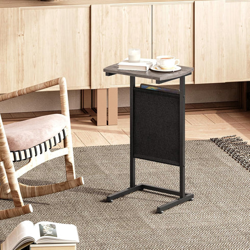 28.3" BG40SF01 HOOBRO C Shaped End Table, Side Table for Small Spaces, Couch Table with Storage Bag, Slide Under Sofa