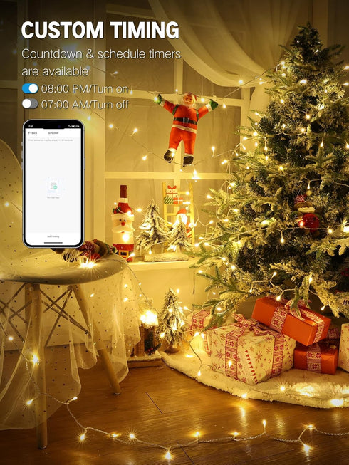 66FT 200 Dimmable Brizled Smart Christmas Lights, LED Warm White & Cool White Color Changing String Lights APP Control