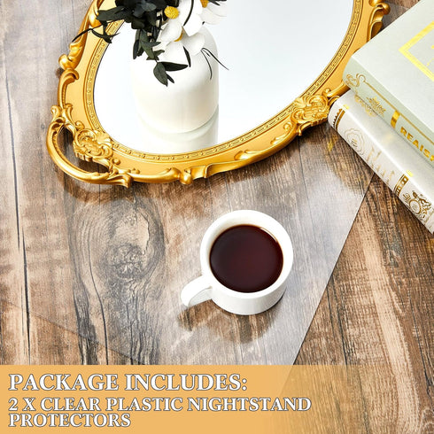 15.8 23.6 Inch, 1.5mm Trimmed Occasion(2 Nightstand Protector, Clear Plastic Table Cover Protector x Thick Rectangle