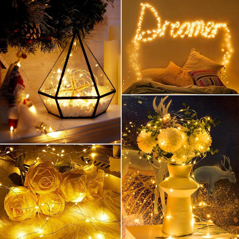 12 Pack 7ft 20 Minetom Fairy Lights Battery Operated String Lights - LED Waterproof Silver Wire Firefly Light