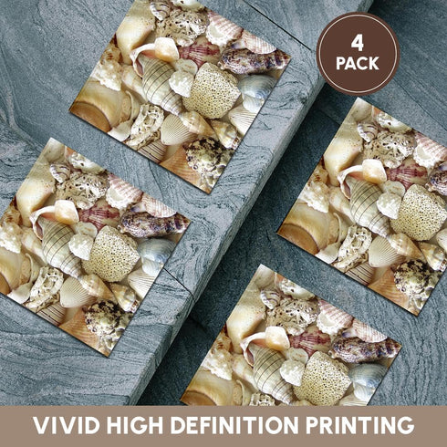 3dRose Florida Seashells II Ceramic Tile Coasters, Set of 4, CST_40854_3