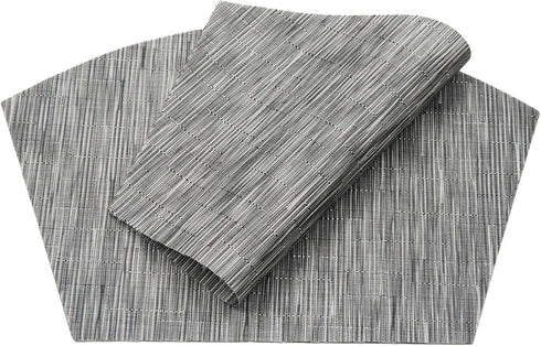 SHACOS Small Round Table Placemats Set of 4 - Wedge Placemats, Heat Resistant Woven Vinyl Table Mats (Silver Gray)