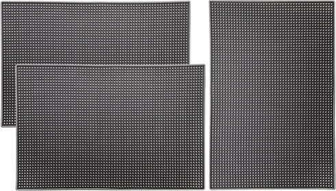Tebery 3 Pack Rubber Bar Mat 18 x 12, Thick Non-Slip Durable Grey Service Mat for Coffee, Bars, Restaurants