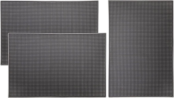 Tebery 3 Pack Rubber Bar Mat 18 x 12, Thick Non-Slip Durable Grey Service Mat for Coffee, Bars, Restaurants