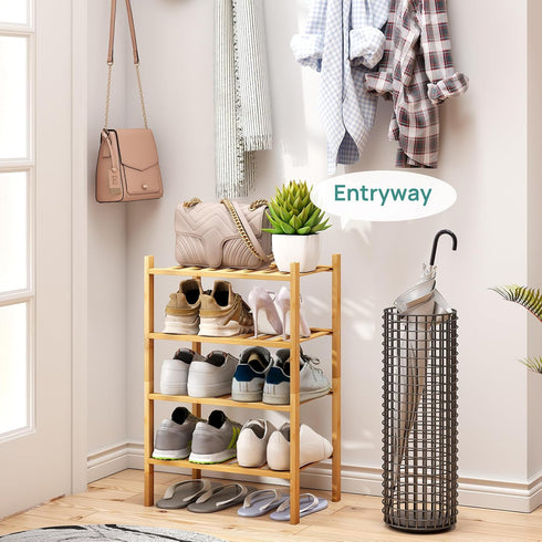 4-Tier Closet 17 viewcare Small Shoe Rack, Rack for Entryway, Bamboo Wood Shoe Shelf for & Hallway, Long in | Beautiful
