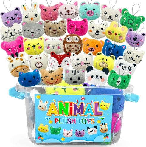PPXMEEUDC 32 PCS Mini Plush Animals Toy Set Stuffed Keychain Party Favors with
