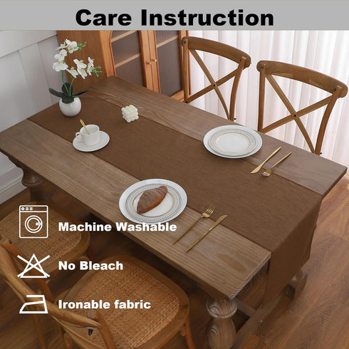Gernaice 36" 13" Solid Color Table Runner, Rustic Cotton Linen Farmhouse Table Runners for Dresser End Coffee Table