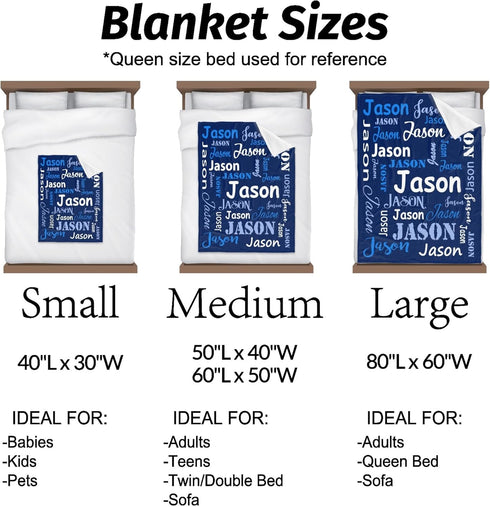 Gudina Personalized Baby Blankets and Throws, Custom Blanket with Name, Personalized Valentines Blanket Gifts for Kids