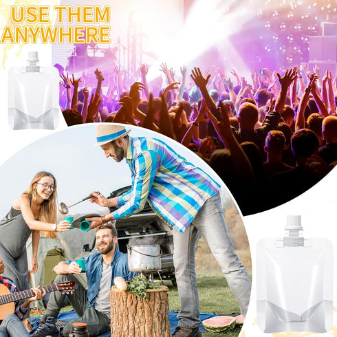 Seeloowy 100 (5 oz) Pcs Plastic Pouches Bulk Clear Juice Bags Squeeze Pouches Plastic Leak Proof Bags with Funnel