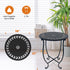 Plant Castle 14 Inch Indoor Outdoor Small Metal Round Side Table, Patio Coffee Bistro Table, Weather Resistant Black