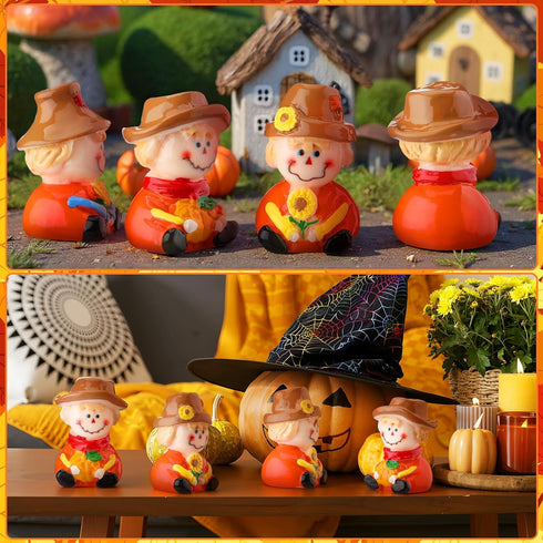 40 Wesiti Pcs Thanksgiving Mini Resin Figurine Scarecrow Fall Miniature Resin Statues Tiny Scarecrow Figurine to Hide