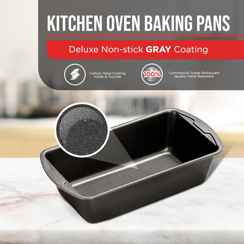 Bakken Swiss Loaf Pan Set, 4-Piece Deluxe Nonstick Carbon Steel Bakeware for Bread and Cakes