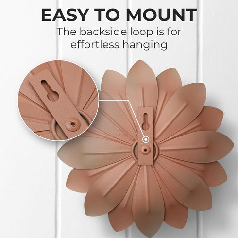 Everydecor Succulent Metal Flowers Wall Decor, Pink Hand Painted 3D Flower Art for Indoor & Outdoor Use