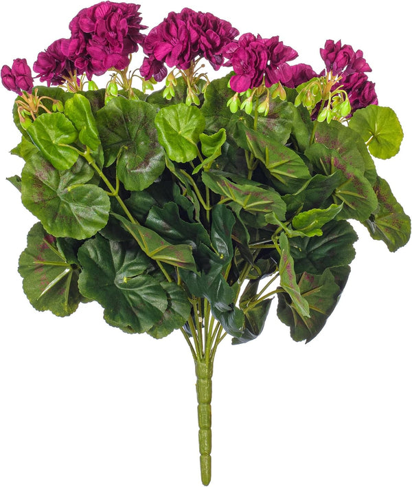 Vickerman Everyday Artificial Purple Geranium Bush 17.5" - Premium Faux Floral Decor for Weddings or Everyday