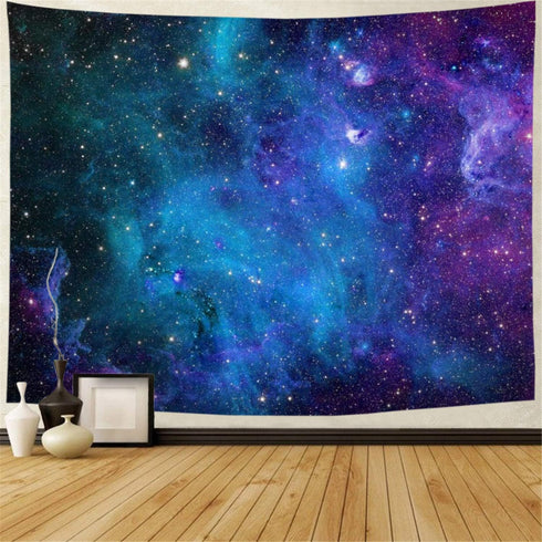 Lahasbja Galaxy Tapestry, Blue Starry Sky Universe Space Wall Hanging, Mysterious Nebula Stars Backdrop