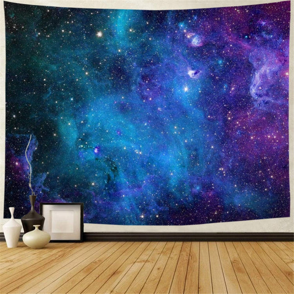 Lahasbja Galaxy Tapestry, Blue Starry Sky Universe Space Wall Hanging, Mysterious Nebula Stars Backdrop