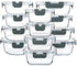 M MCIRCO 24-Piece Glass Food Storage Containers, Upgraded Snap Locking Lids, Airtight Meal Prep Containers Set
