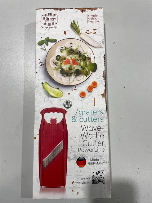 BORNER Wave Waffle PowerLine Vegetable Grater, Quality Made in Germany, Color: Red