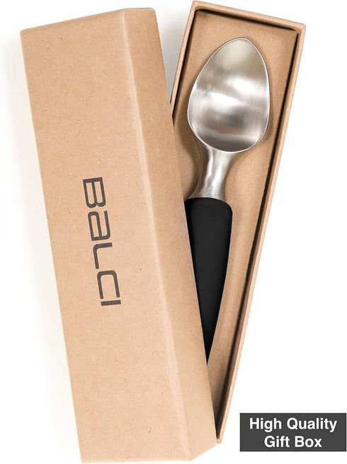 BALCI Heavy Duty Ice Cream Scoop - Stainless Steel Icecream Scooper with Non-Slip Grip - Dishwasher Safe - Black