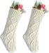 Pack of 2, 18" Unique Ivory White Knit Christmas Stockings, Style 2