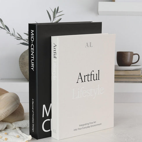 Set 2 Aesthetic Decorative Books - of Stylish Boxes Enhance Your Coffee Table, Bookshelf or Mantel Decor - Beautiful