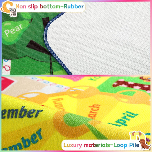 3x5 Chicrug Educational Kids Area Rug for Playroom, TPR Non Slip Kids Classroom Carpet Rug for Learning ABC Animal
