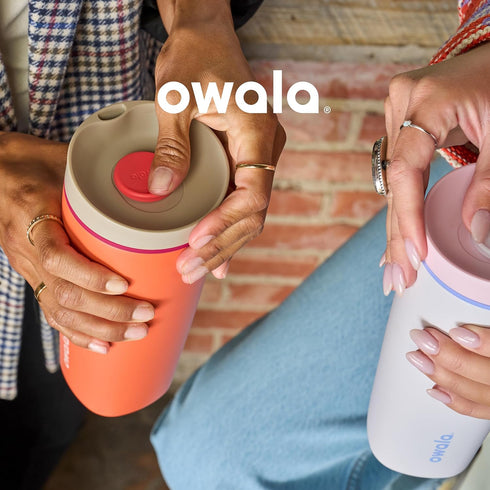 20 oz, Owala SmoothSip Slider Insulated Stainless Steel Coffee Tumbler, Reusable Iced Coffee Cup, Hot Coffee Travel