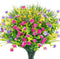 Ageomet 9pcs Spring Flowers, Artificial UV Resistant Plastic Flowers for Home Decor, Cemetery Decoration