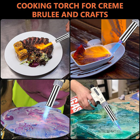 Culinary Professional Kitchen Butane Torch, Upgrade Creme Brulee Blow Torch for Cooking, Adjustable Flame