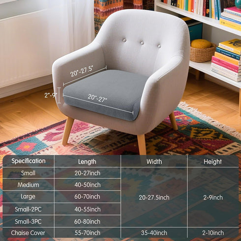 Hokway Stretch Cushion Covers, Light Grey Sofa Seat Cushion Slipcover Protector for Couch