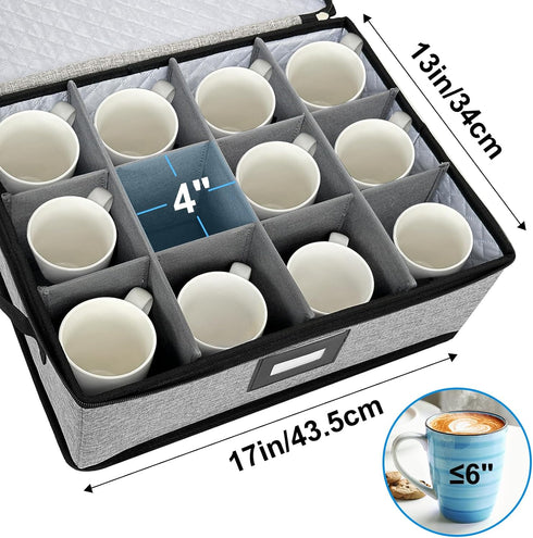China Storage Containers, Hard Shell with Felt Dividers for Plates, 5-Piece Moving Boxes for Kitchen Organization