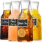 Set of 4 Square Glass Carafe with Lid, 1 Liter Clear Glass