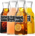 Set of 4 Square Glass Carafe with Lid, 1 Liter Clear Glass
