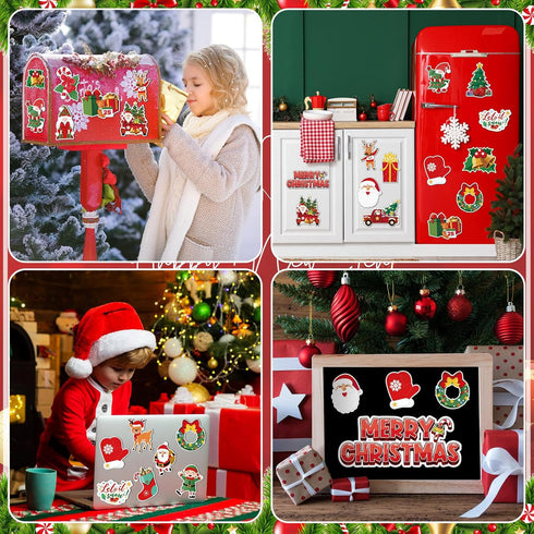 24 Pcs Christmas Decoration Magnets - Merry Christmas Car Refrigerator Magnet Stickers for Holiday Decor