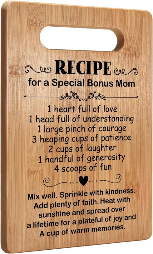 Popular Birthday Gifts for Bonus Mom: Cutting Board Gift from Daughter Son, Cute Bonus Mom Gifts