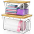WBKATN 2 Pack Trash Bag Holder with Bamboo Lid, Stackable Acrylic Trash Bag
