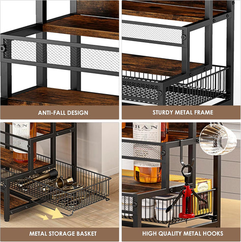 3 12 Countertop LOTEYIKE Tier Coffee Syrup Rack Organizer, Water Bottles Holder Stand Liquor Cabinet Storage, Wine Rack