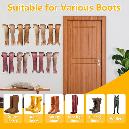 Plowatxi 4 Closet, Boot Rack, Pair Wader Hangers Wall Mount Shoe Rack - Sturdy Heavy Duty Boots Storage Organizer Tall