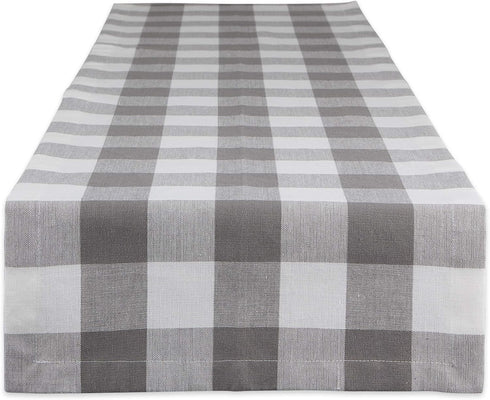 DII Buffalo Check Collection - Classic Farmhouse Table Runner, 14x72, Gray & White for Home Decor