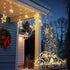 126L 8.2FT 8 Warm White Star Icicle Lights, Clear Curtain Fairy String with Connectable, Timer Modes Memory, Waterproof