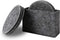 Drink Coasters Set of 6 with Holder - Dark Gray Round Water Absorption Felt Mat, 3.94 Inches Diameter
