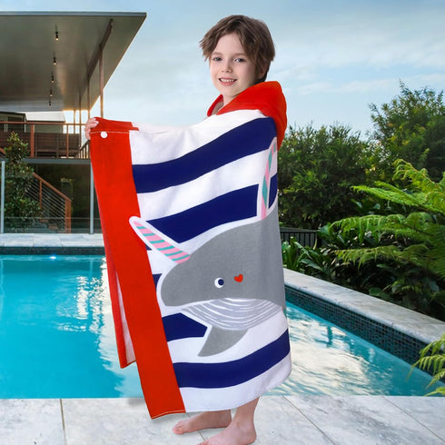 Kids,(3-8 30''X50),Absorbent 100% Swimming, VOOVA & MOVAS Hooded Beach Towel for Years, Cotton Towel Wrap for Boys