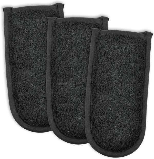 DII Basic Terry Collection Quilted 100% Cotton, Black, Pan Handle, 3 Piece