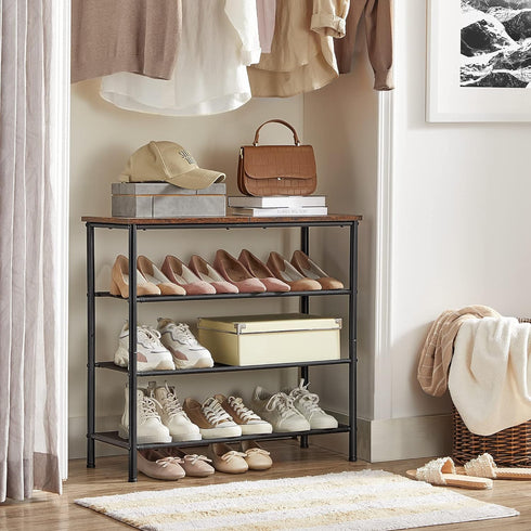 4-Tier Closet, 9-12 3 ULBS035B01 VASAGLE Shoe Rack, Shoe Storage Organizer for Entryway and Holds Pairs of Shoes