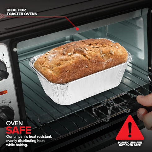 Stock Your Home Disposable Aluminum Mini Loaf Pans with Lids, 1 lb (50 Pack) for Cake, Bread Packaging