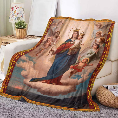 QIULIBMH Cozy 51'' 59'' Mary07) Virgin Mary Blanket Microfiber Our Lady of Guadalupe Throw Blanket Warm Flannel Prayer