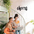 Pangda Cheers Sign for Home Bar, Metal Wall Decor for Home Office Living Room, Black, 13.78 x 5.91 Inch